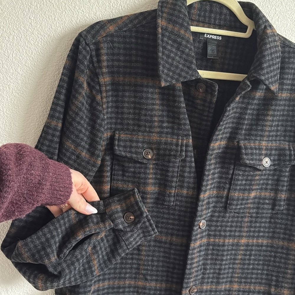 Men's Express Wool-Blend Shacket - Picture 3 of 7